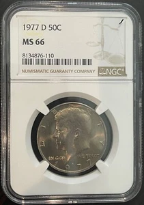 1977-D Kennedy Half Dollar 50c NGC MS66 +Free Shipping - Picture 1 of 2