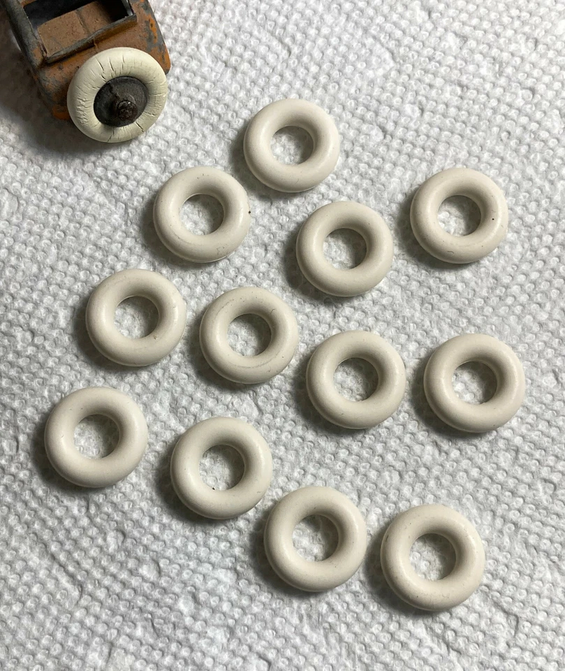 12 TOOTSIETOY Graham La Salle WHITE RUBBER toy TIRES &  BONUS - Image 1 of 1