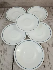 Corelle by Corning White Saucers Thin Blue Stripe 6" Lot of 6 Vintage Retired - Picture 1 of 8