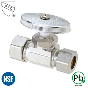 5/8 " Comp x 1/2 " Slip Joint Multi Turn Brass Straight Stop Valve (Lead Free) - Picture 1 of 2
