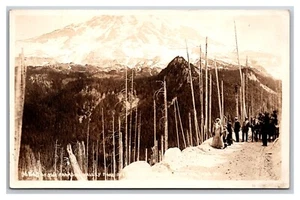 RPPC Horse Drawn Cart on Road Through Paradise Valley Mt Rainier WA Postcard Y15 - Picture 1 of 2