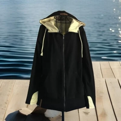 Ampersand Avenue Sudadera con Capucha Cremallera Sobre Manga Pulgar Negra Amarilla Talla M Nueva con Etiquetas Foto 1 de 4