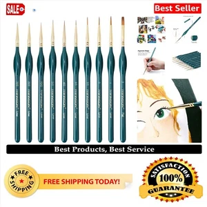 Versatile 10 Brush Miniature Set for Intricate Acrylic, Gouache & Oil Painting - Picture 1 of 9