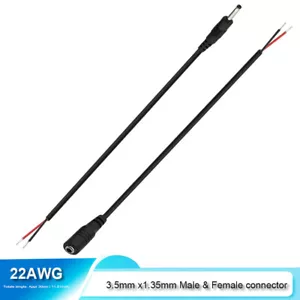 3.5 x1.35mm 22AWG Male Female Jack DC Power Charging Cable connector Power wire - Picture 1 of 8