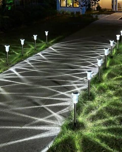 Solar Pathway Lights Stainless Steel Waterproof Outdoor Yard Garden 6-Pack - Picture 1 of 6