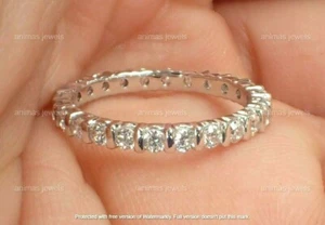 3/4 CT Bar Set Moissanite Wedding Full Eternity Band 925 Sterling Silver Size- 5 - Picture 1 of 9