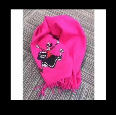 Auténtica bufanda oblonga Moschino Boutique 100 % lana en rosa intenso hecha en Italia Foto 1 de 4