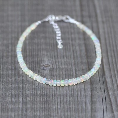 Pulsera de cuentas de ópalo natural delicado brazalete de ópalo curativo regalos para mujer Foto 1 de 4