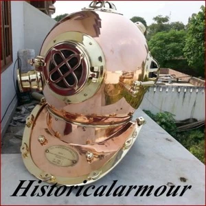 VINTAGE copper with brass Scuba Deep SEA Diving Divers Helmet Mark V US Navy " - Picture 1 of 4