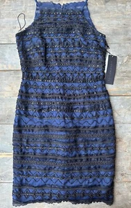 Aidan Mattox Black Twilight Beaded Geometric Sheath Dress, Original Price: $395 - Picture 1 of 3