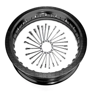 50 Caliber Racing Black Honda CRF XR Aluminum Rim 28 spoke holes with Spokes - Picture 1 of 7