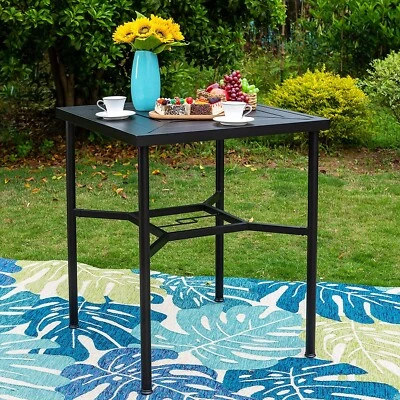 Стол для патио бара уличный бар высота стола для бистро металлический с отверстием для зонта 1,57 дюйма - Изображение 1 из 4