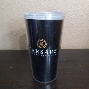 Caesars Entertainment Tumbler With Lid Cup 14 oz Black Plastic BPA Free 3806 - Picture 1 of 6