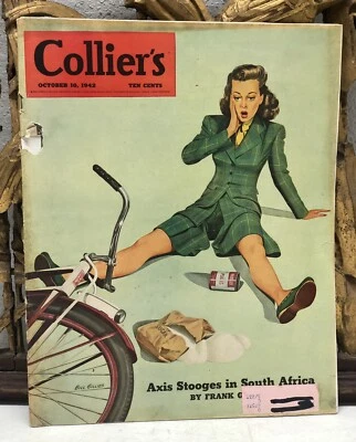 VINTAGE COLLIERS MAGAZINE OCTOBER 10, 1942, BILL GILLIES COVER ART Foto 1 de 4
