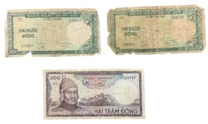 South Vietnam 1964 20 & 200 Hai Muoi & Tram Dong Banknotes Currency #58 - Picture 1 of 2