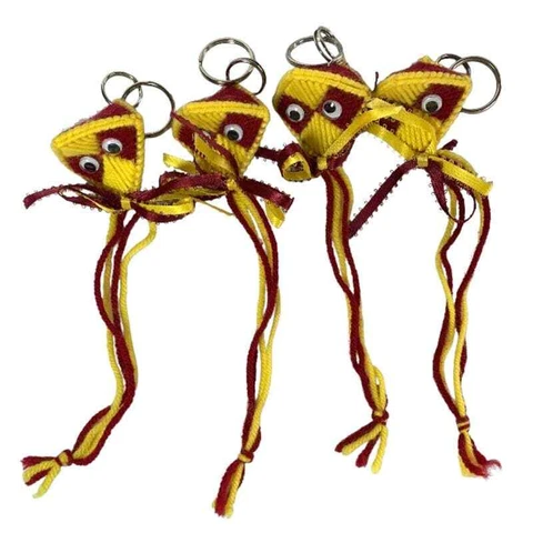 4 Cardinals Keychains Team Spirit Charm Red Yellow Bird Googly Eyes Handmade Lot Cover