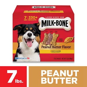Peanut Butter Flavored Dog Biscuits, Crunchy Snacks, 7 lb Bag - Picture 1 of 8