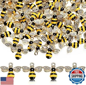 Youeon 100 Pcs Metal Bee Charms for Jewelry Making, Cute Enamel Bee Pendants - Picture 1 of 5