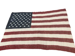 Ralph Lauren Polo FLAG BLANKET~Red*White*Blue Camp*Americana Throw~Cable Knit - Picture 1 of 14