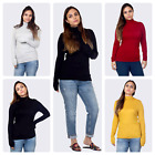 Ladies Quality Turtle Roll High Neck Stretch Soft  Ribbed Tops Jaama uk 