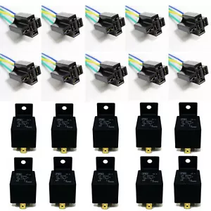10x 12V 30/40 Amp 5Pin SPDT Automotive Relay with Wires & Harness Socket Set - Picture 1 of 6