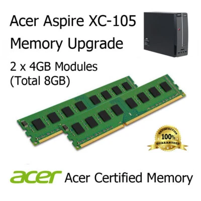 8GB Kit (2 x 4GB) DDR3 Memory Upgrade for Acer Aspire XC-105 Desktop PC3-12800U - Image 1 of 3