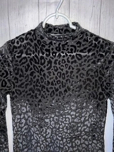Nuevo sin etiquetas Vestido ceñido al cuerpo Shein Talla XS Terciopelo Negro Leopardo Cuello Simulado Transparente Flocado  - Imagen 1 de 6