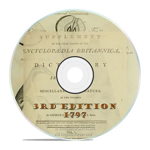 ENCYCLOPEDIA BRITANNICA, 1797 3rd Edition, all on DVD! OLD TIME BRITANNICA DVD - Picture 1 of 1