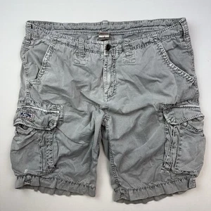 True Religion Cargo Shorts Mens 42 x 11 Heavyweight Y2K Gray Drawstring Cotton - Picture 1 of 9