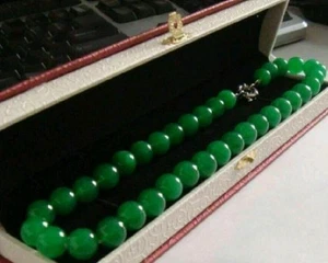 Collana uomo donna vera giada verde con GARANZIA pietre naturali 10 mm NUOVA - Foto 1 di 5