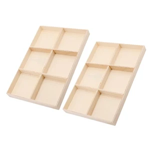2 Pcs Jewelry Storage Case Wooden Box With 6 Compartments For Pendant Storage - Picture 1 of 11