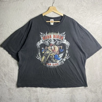 Винтажная мужская футболка 90-х Looney Tunes XXXL состаренная Tazmanian Devil мотоциклист - Изображение 1 из 4