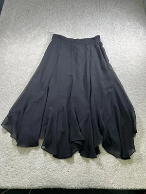 Dressbarn Skirt Womens 10 Black Flared Midi Flowing Chiffon Witchy WhimsiGoth - Image 1 of 4