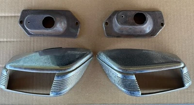 Pair 1941 Lincoln Zephyr Chrome Taillight Bodies With Buckets  Clean Originals - Image 1 of 4