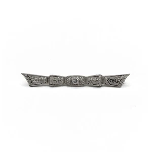 Brosche Nadel Art déco mit Diamanten in 585 Weißgold brooch antik Sammlerstück - Bild 1 von 7