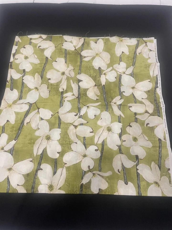 Dogwood Stripe fabric olive Laura Gunn Poppy Collection Michael Miller Fabrics - Image 1 of 2