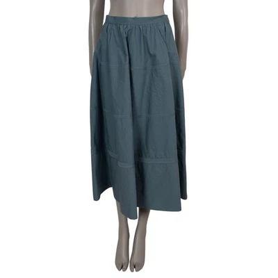 72889 Auténtico BOTTEGA VENETA Airforce Azul Algodón 2018 Panellado MIDI Falda 40 S Foto 1 de 4