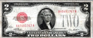 1928 $2 "RED SEAL" Legal Tender F-VF-Fr. 1501 - Picture 1 of 3