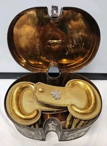 PRE CIVIL WAR Era Lt Col Epaulets in Original Case-George B Foster-Maker - Picture 1 of 17