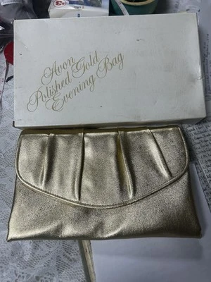 Vintage 1978 Avon Polished Gold Evening Bag Clutch Purse With Original Box - Image 1 of 4