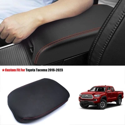Cubierta de reposabrazos de consola central de camioneta de cuero para Toyota Tacoma 2017-2020 negra M7 Foto 1 de 4