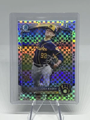 2025 Bowman 1st Chrome #BCP-126 Josh Knoth SP XFractor Squares RC Card Brewers - Image 1 of 2