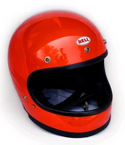Vintage Full Face 1977 Bell Star 120 Orange Motorcycle Helmet Size 7 1/4 - Picture 1 of 17