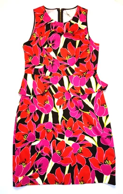 Vestido justo Kate Spade New York Peplum babado sem mangas algodão floral novo com etiquetas 12 - Imagem 1 de 4