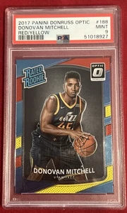 Panini Donruss Optic Rated Rookie Donovan Mitchell #188 2017-18 rojo/amarillo PSA 9 - Imagen 1 de 11