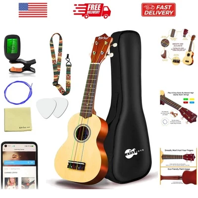 Ukelele soprano paquete para principiantes - 21 pulgadas con cuerda arco iris lección en línea gratis concierto... Foto 1 de 4