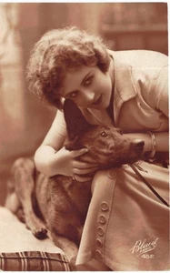 Real Photo Lady With An Alsatian Malinois Shepherd Bleuet Paris RPPC 1910 - Picture 1 of 2