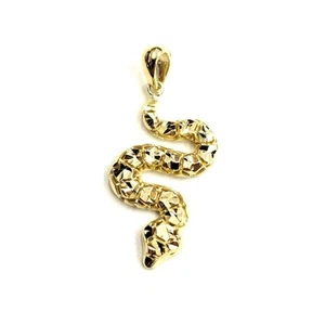 14k yellow gold Rattle snake reptile Pendant charm diamond cut fine jewelry 1.7g - Picture 1 of 12