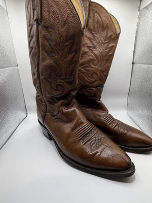 Botas vaqueras occidentales redondas de cuero marrón Dan Post 9 1/2 D para hombre Foto 1 de 4