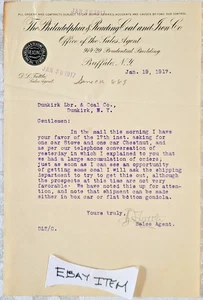 1917 BUFFALO, NEW YORK PHILIDELPHIA READING COAL & IRON Letterhead D.L. TUTTLE - Picture 1 of 1
